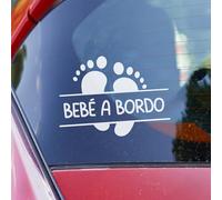 Pegatina Bebe a Bordo Coche, Bebé à Bordo Pegatinas Coche 16 x 12 cm, Pegatinas de Bebe a Bordo, Pegatina Resistente a UV e Impermeable, Bebé Sticker