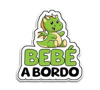 Pegatina Bebe a Bordo Coche, Bebé Dragón 15.5 x 14 cm, Pegatinas Coche de Bebe a Bordo, Bebe a Bordo Pegatina Coche Resistente a UV e Impermeable, Animal Sticker