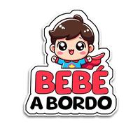 Pegatina Bebe a Bordo Coche, Bebé Superhéroe a Bordo, Pegatinas Coche 16 x 14.5 cm, Pegatinas de Bebe a Bordo, Bebe a Bordo Pegatina Coche Resistente a UV e Impermeable, Bebé Sticker