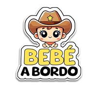 Pegatina Bebe a Bordo Coche, Bebé Vaquero a Bordo, Pegatinas Coche 16 x 14.5 cm, Pegatinas de Bebe a Bordo, Bebe a Bordo Pegatina Coche Resistente a UV e Impermeable, Bebé Sticker