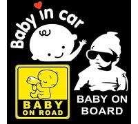 Pegatina Bebe a Bordo Coche, Juego 3 Piezas Reflectante Bebe a Bordo Pegatina Coche Novedad Pegatinas Bebé para Coches Pegatina Baby on Board para el Cuerpo de la Ventana