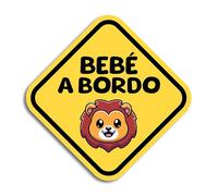 Pegatina Bebé a Bordo Coche Leo, Losange 16 x 16 cm, Resistente a UV e Impermeable, Diamond Sticker