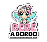 Pegatina Bebe a Bordo Coche, Pequeña Hada a Bordo, Pegatinas Coche 16 x 14 cm, Pegatinas de Bebe a Bordo, Bebe a Bordo Pegatina Coche Resistente a UV e Impermeable, Bebé Sticker