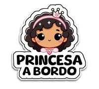 Pegatina Bebé a Bordo Coche - Princesa a Bordo, 16.5 x 14 cm, Resistente a UV e Impermeable - Kids Sticker, Prince Sticker