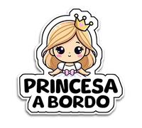 Pegatina Bebe a Bordo Coche, Princesa a Bordo, Pegatinas Coche 16.5 x 14 cm, Bebe a Bordo Pegatina Coche Resistente a UV e Impermeable, Kids Sticker, Prince Sticker