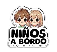 Pegatina Bebé a Bordo - Niños a Bordo Para Coche 16 x 16 cm, Resistente a UV e Impermeable, Kids Sticker