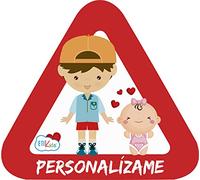 Pegatina Bebé a Bordo personalizable. Adhesivo vinilo para coche o moto. Sticker 15 x 13'7 cm.