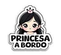 Pegatina Bebé a Bordo - Princesa a Bordo para Coche 16.5 x 14 cm, Resistente a UV e Impermeable, Kids Sticker, Prince Sticker