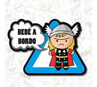 Pegatina Bebe A Bordo Thor de Marvel Comic Vinilo Impreso para Coche (Interior)
