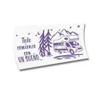 Pegatina Caravana VINILOS AUTOCARAVANAS Todo Comienza con UN SUEÑO (Lavanda, 60 x 32,2 cm)