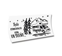 PEGATINA CARAVANA VINILOS AUTOCARAVANAS "TODO COMIENZA CON UN SUEÑO" (Negro, 150 x 80,5 cm)
