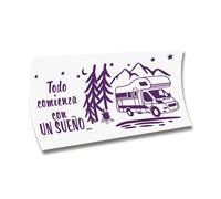 Pegatina Caravana VINILOS AUTOCARAVANAS Todo Comienza con UN SUEÑO (Violeta, 85 x 45, 6 cm)