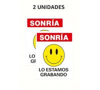 Pegatina Cartel Videovigilancia 12x15cm “¡Sonría, lo estamos grabando!” x 2 unid. Adhesivo Seguridad para Cámaras CCTV, Sticker Disuasorio para Casa, Negocio, Exterior Interior, Sistema de Grabación