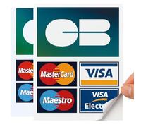 Pegatina CB Visa Mastercard Maestro, 14 x 20 cm, vinilo para comercio, formato profesional, fabricado en Francia