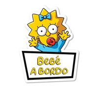 Pegatina coche bebe a bordo magguie 13x16cm vinilo facil de pegar, bebe a bordo, pegatina coche, camion, autocaravana (color)