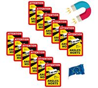Pegatina de ángulo muerto de Francia - Ángeles Morts Imán para autocaravana y autobús - Placa magnética para coche 17 x 25 cm - Pegatina para autocaravana - Placa de advertencia - Placa magnética para