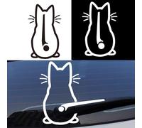 Pegatina de Coche,2 Hoja Pet Pegatinas para Coche Gato Adhesivo para Ventana de Coche Pegatina,Pegatina Gato Limpiaparabrisas,Divertido Dibujos Animados Gatito Calcomanía para Parabrisas,20 x 23 cm