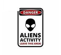 Pegatina de coche de 13cm x 8,6 cm, señal de advertencia, pegatina de actividad alienígena de peligro, gráfico autoadhesivo
