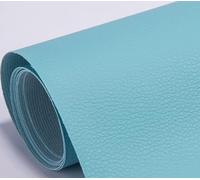 Pegatina de Cuero Artificial PU, parche cuero Impermeable, cuero adhesivo para tapizar, (Azul claro)