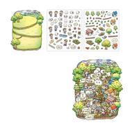 Pegatina de escena 3D, serie de cuentos de hadas, etiquetas de cuenta de mano de paisaje, suministros de diario decorativos