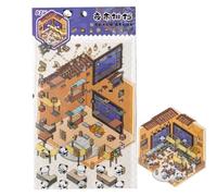 Pegatina de escena de dibujos animados, pegatinas de escenas de casa, Divertida calcomanía de escena en miniatura, Pegatinas decorativas para el hogar Pegatinas de escenas de dibujos animados para