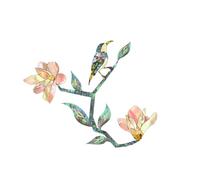 Pegatina de guitarra - Rosen Magnolia Bird Motif, Reposicable Headstock Decoration | Accesorios de instrumentos musicales, guitarras insertar pegatina, pegatina artística para la placa de cabeza,