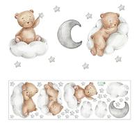Pegatina de pared Animales Oso de Dibujos Adhesivos Pared Animales Papel Pintado Pared Infantil Habitación Infantiles Vinilos Pared Decorativos Para Niños Guardería Dormitorio Sala Estar (A)