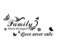 Pegatina de pared con cita familiar extraíble para el hogar, decoración de dormitorio, sala de estar