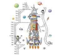 Pegatina de pared con diagrama de altura para niños, autoadhesiva, láminas medidoras para niños, cohetes, astronautas, pegatinas de pared, decoración de pared para salón, dormitorio, habitación