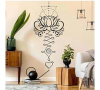 Pegatina de pared con diseño de flor de meditación zen, mandala, loto, para dormitorio, oficina, sala de estar, vinilo, decoración del hogar, arte de pared