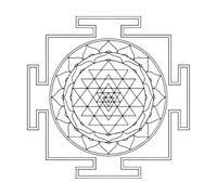 Pegatina de pared con símbolo de mandala Yantra para decoración de dormitorio principal, vinilo para sala de estar, pared de aula-L-57x57cm-Black