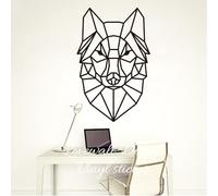 Pegatina de pared de dibujos animados geométricos de lobo para habitación de bebé, habitación de niños, lindo animal cabeza de lobo, calcomanía de pared para sala de estar, dormitorio, sofá
