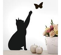 Pegatina de pared de gato con diseño de mariposa, para decoración de cocina, dormitorio, decoración de hogar, mural de transferencia de gatos, traslados de sala de estar, carteles extraíbles