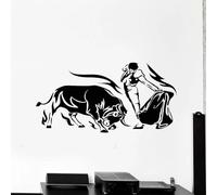 Pegatina de pared de torero, animal toro, calcomanía española, decoración de interiores, sala de estar, dormitorio, oficina, fondo, ventana, pared, puerta