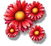 Pegatina de Pared de Vinilo de Margaritas Rojas, x9 Calcomanías Florales para Cubrir Marcas, Pegatinas de Flores Multiusos Ideales para Reparar Daños, Gráficos de Pared de Flores. Resistente a la