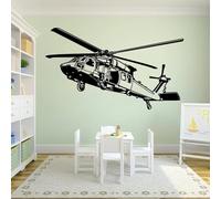 Pegatina de pared para helicóptero negro Sala de juegos Sala de chicos Avión del ejército Biplano Pegatina de pared Dormitorio Decoración del hogar
