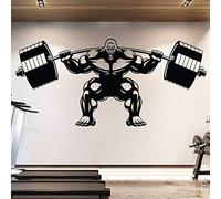 Pegatina de pared vinilo material gorila fitness motivación fuerza muscular barra pegatina gimnasio ejercicio póster Gorilla gym decoración extraíble57x25cm