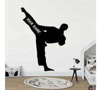 Pegatina de pared vinilo material taekwondo kung fu deportes aplicliqué decoración del hogar niños niño habitación personalizada nombre personalizado nombre personalizado decoración extraíble42x57cm