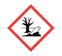 Pegatina de peligro, lámina resistente a la intemperie con laminado de protección UV, símbolo de sustancia peligrosa con GHS09, denominación peligrosa para el medio ambiente, 20 x 20 cm, etiquetado