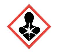 Pegatina de peligro, resistente a la intemperie con laminado de protección UV, símbolo de sustancia peligrosa con GHS08, denominación de peligro sistémico para la salud, 20 x 20 cm, etiquetado GHS I