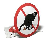 Pegatina de prohibición de dejar que los perros hagan caca en este lugar - 6 pegatinas redondas - 9,5 cm
