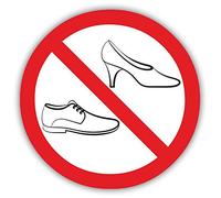 Pegatina de prohibición Zapatos prohibidos I Redonda Ø 10 cm I no se Permite pisar la Zona con Zapatos I prohibición de Calzado en la Calle I hin124