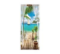 Pegatina De Puerta 3d Con Vista Al Mar Mural Autoadhesivo DecoracióN Del Hogar Pegatinas De Pared Dormitorio Sala De Estar Cartel ExtraíBle Pegatinas ArtíSticas-Los 77x200cm