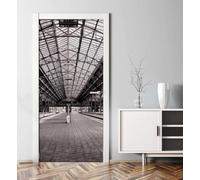 Pegatina de Puerta Andén del Tren Efecto 3D, Estación de Tren Puerta Pared Mural, PVC Impermeables Pegatinas Murales Puertas Interiores Autoadhesivas Extraíble Papel Pintado 95 x 215 cm q.5826
