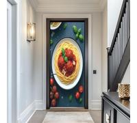 Pegatina de Puerta Comida Efecto 3D, Pasta Puerta Pared Mural, PVC Impermeables Pegatinas Murales Puertas Interiores Autoadhesivas Extraíble Papel Pintado 90 x 210 cm w.2345