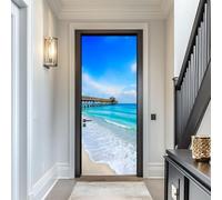 Pegatina de Puerta Maldivas Efecto 3D, Maldivas Puerta Pared Mural, PVC Impermeables Pegatinas Murales Puertas Interiores Autoadhesivas Extraíble Papel Pintado 86 x 200 cm w.1922