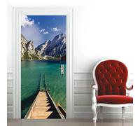 Pegatina de Puerta Naturaleza Montaña Efecto 3D, Naturaleza Montaña Puerta Pared Mural, PVC Impermeables Pegatinas Murales Puertas Interiores Autoadhesivas Extraíble Papel Pintado 90 x 200 cm q2786