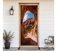 Pegatina de Puerta Naturaleza Montañas Efecto 3D, Paisaje del Cañón Puerta Pared Mural, PVC Impermeables Pegatinas Murales Puertas Interiores Autoadhesivas Extraíble Papel Pintado 88 x 200 cm w.3979