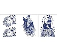 Pegatina De Tatuaje A Base De Hierbas, Resistente Al Agua, Sudor, Lobo, Jugo De Camino, Tatuaje De Planta Semipermanente, Pegatina De Tatuaje A Base De Hierbas