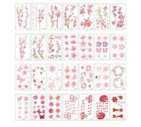 Pegatina De Tatuaje De Clavícula Con Diseño De Flor De Cerezo Y Sudor Resistente Al Agua, Con Diseño De Flor De Melocotón, Pequeña Flor Fresca. 105 * 60mm